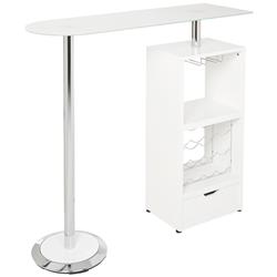 Bm69375 43.5 X 47.25 X 16 In. White Bar Table With Functional Storage