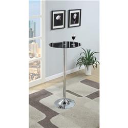 Bm166662 40 X 24 X 24 In. Metal Base Bar Table With Round Glass Top - Black & Silver