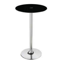 Bm168352 40.5 X 23.75 X 23.75 In. Bar Table With Tempered Glass Top & Chrome Base - Black