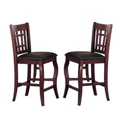 Bm170318 42 X 17 X 18 In. Wooden Counter Height Chair With Designer Back - Cherry Brown, Set Of 2