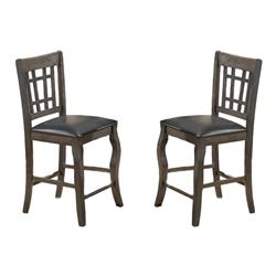Bm170320 42 X 17 X 18 In. Wooden Counter Height Chair With Designer Back - Gray, Set Of 2