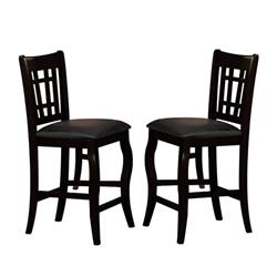 Bm170322 42 X 22 X 18 In. Wooden Counter Height Chair With Designer Back - Black, Set Of 2