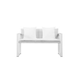 Bm172069 30 X 26 X 50 In. Upholstered Anodized Aluminum Cushioned Sofa With Rattan - White