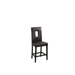 Bm171212 42 X 19 X 22 In. Leather Upholstered Counter High Chairs With Cutout Back - Black, Set Of 2