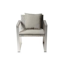 Bm172109 30 X 26 X 28 In. Aluminum Upholstered Cushioned Chair With Rattan - Gray & Taupe