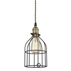 C491-jlc7013 60w Metal Bird Cage Style Lampshade Chandelier Ceiling Pendant, Black