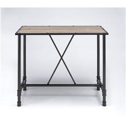 Bm186891 Industrial Style Rectangular Metal Bar Table With Wooden Top, Black & Brown - 41 X 24 X 48 In.