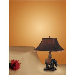 Bm171590 24 In. Elephant Base Polyresin Table Lamp, Brown - Set Of 2
