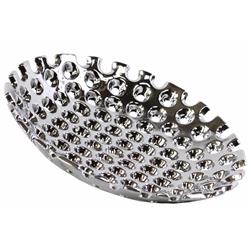 Bm180503 Ceramic Concave Tray With Perforated Pattern, Chrome & Silver - Large - 2.5 X 14.5 X 14.5 In.