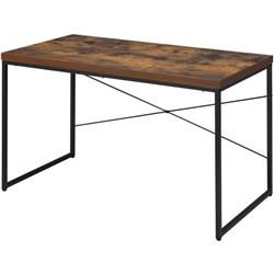 Bm185352 Rectangular Wooden Desk With Metal Base, Weathered Oak Brown & Black - 28.35 X 21.65 X 47.24 In.