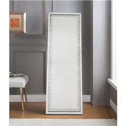 Bm185405 Clear Accent Standing Mirror With Round Crystal Inserts - 62.99 X 2.28 X 21.65 In.