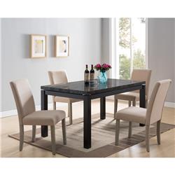 Bm186997 Wooden Rectangular Dining Table Base With Faux Marble Top, Black & Brown - 30 X 60 X 36 In.