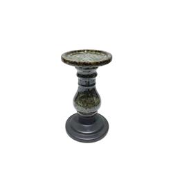 Bm188847 Two Tone Ceramic Candle Holder, Small - Gray & Black - 8 X 4.5 X 4.5 In.