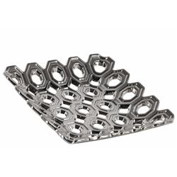 Bm180511 Perforated Circle Patterned Square Concave Tray In Ceramic, Chrome Silver - 2.5 X 12 X 12 In.