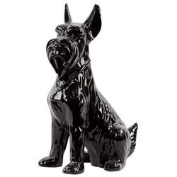 Bm180563 Sitting Scottish Terrier Dog Figurine In Ceramic, Glossy Black - 13 X 9 X 5 In.