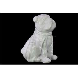 Bm180571 Sitting British Bulldog Figurine In Ceramic, White - 8 X 6 X 7.25 In.