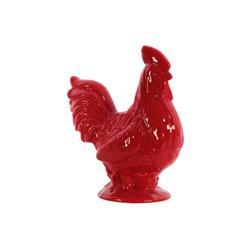 Bm180647 Finely Designed Ceramic Rooster Figurine On Base, Glossy Red - 10.75 X 5 X 8.75 In.