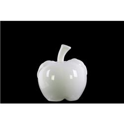 Bm180670 Decorative Apple Figurine In Ceramic, Small - Glossy White - 5.5 X 5 X 5 In.