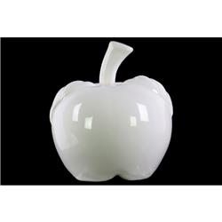 Bm180671 Decorative Apple Figurine In Ceramic, Large - Glossy White - 7.5 X 6.5 X 6.5 In.
