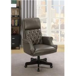 Bm183706 Leatherette Upholstered Tufted Office Chair With Nail-head Trim, Gray - 47.625 X 30.375 X 33.875 In.