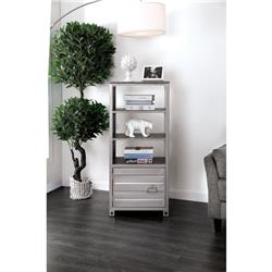 Bm187139 Metal Left Pier Cabinet With Three Shelves & Right Handled Door Storage, Silver - 49 X 21.5 X 15.75 In.