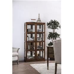 Bm187168 Transitional Wooden Curio Cabinet With Two Glass Doors & Four Shelves, Oak Brown - 67 X 13.75 X 35 In.