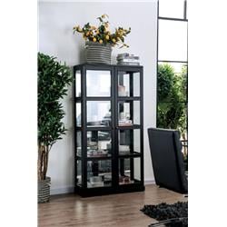 Bm187169 Transitional Wooden Curio Cabinet With Two Glass Doors & Four Shelves, Black - 67 X 13.75 X 35 In.