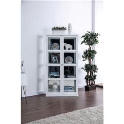 Bm187170 Transitional Wooden Curio Cabinet With Two Glass Doors & Four Shelves, White - 67 X 13.75 X 35 In.