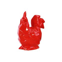 Bm179415 Ceramic Geometric Sitting Rooster Figurine, Glossy Red - 12.5 X 5.5 X 5.5 In.