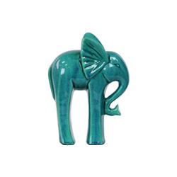 Bm181969 Standing Ceramic Elephant Figurine With Long Legs, Glossy Turquoise Blue - 8.25 X 3.5 X 6.5 In.