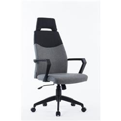 Bm187411 Fabric Upholstered Office Chair With Loop Armrests & Polygon Headrest, Gray & Black - 48 X 23 X 23 In.