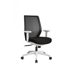 Bm187455 Polyester Upholstered Swivel Office Chair With T Shaped Armrests, Black & White - 41 X 24 X 23 In.