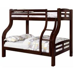 Bm141556 Curved Wood Design Twin & Full Bunk Bed, Brown - 70.62 X 56.5 X 80.37 In.