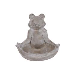 Bm180866 Meditating Frog Figurine In Gyan Position With Candle Holder, Gray - 7.5 X 6.25 X 8.25 In.