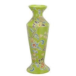 Bm180995 Floral Patterned Ceramic Candle Holder With Flared Bottom, Multi Color