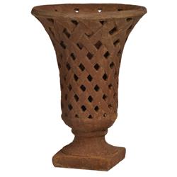 Bm181007 Stone Weave Planter With Flared Top, Burnt Umber Brown