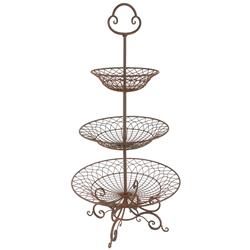 Bm181050 3-tiered Iron Planter Basket In Traditional Style, Brown