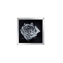 Bm184760 Square Shape Mirror Framed Rose Wall Decor With Crystal Inlays, Black & Silver - 23.62 X 1.77 X 23.62 In.