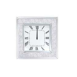 Bm184767 Mirror Framed Wooden Analog Wall Clock With Crystal Accents, White - 19.69 X 1.97 X 19.69 In.
