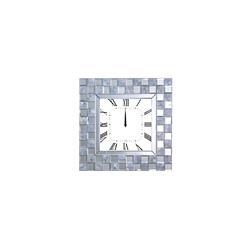 Bm184769 Mirror Accented Wooden Analog Wall Clock In Square Shape, White - 19.69 X 1.97 X 19.69 In.