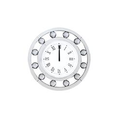 Bm184772 Mirrored Round Shape Wooden Wall Clock, White - 19.69 X 2.76 X 19.69 In.