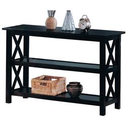 Bm184823 Transitional Wooden Sofa Table With X Side Design & Two Shelves, Dark Brown - 30 X 42 X 17.25 In.