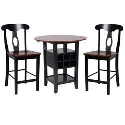 Bm179922 36 X 36 X 36 In. Counter Height Dining Room Set, Black & Oak Brown - 3 Piece