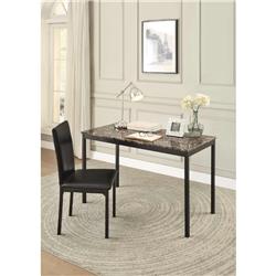 Bm179946 30 X 23.75 X 48 In. Faux Marble Writing Desk With Leatherette Upholstered Metal Chair, Black