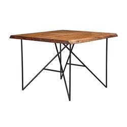 Bm186174 Acacia Wood Pub Table With Pointed Metal Legs, Brown & Black - 36 X 48 X 48 In.