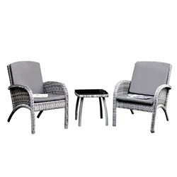 Bm131367 Transitional Patio Seating Set, Gray - 18.13 X 17.5 X 17.5 In. - 3 Piece