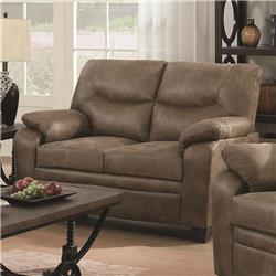 Bm183067 Transitional Microfiber Fabric & Wood Loveseat With Cushioned Armrests, Brown - 39 X 59 X 35.5 In.