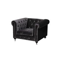 Bm191572 Fabric Upholstered Wooden Tufted Sofa Chair With Steel Casters - Dark Gray - 34 X 42 X 28 In.