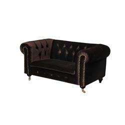 Bm191610 Velvet Upholstered Wooden Dogs Sofa With Button Tufting & Nail Head Trim - Brown - 22 X 40 X 20 In.