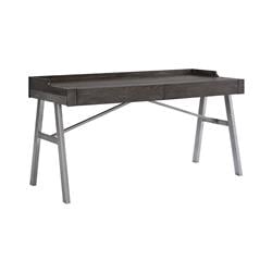 Bm190072 Rectangular Two Drawers Wooden Top Desk With Angled Metal Base - Gray & Black - 28.13 X 60.13 X 31.75 In.